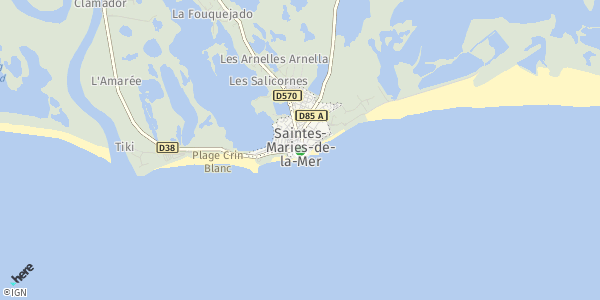 HERE Map of Les Saintes-Maries-de-la-Mer, France